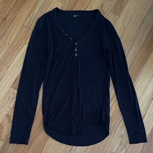 Navy Ribbed Gap Body Henley